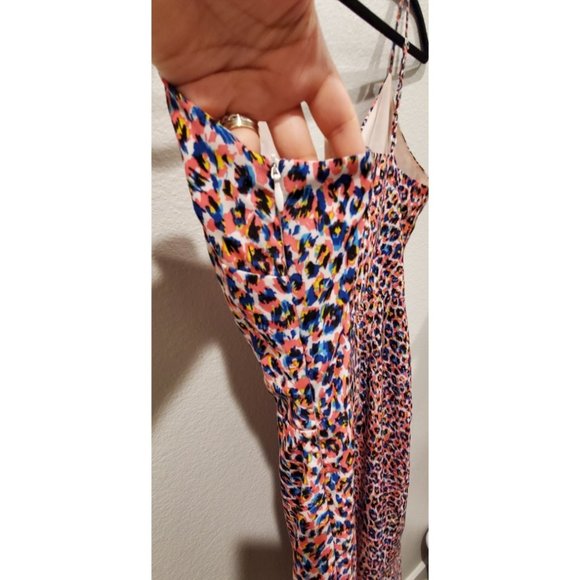 MOLLY BRACKEN Leopard Multicolor Spaghetti Straps Midi Dress - Picture 4 of 4